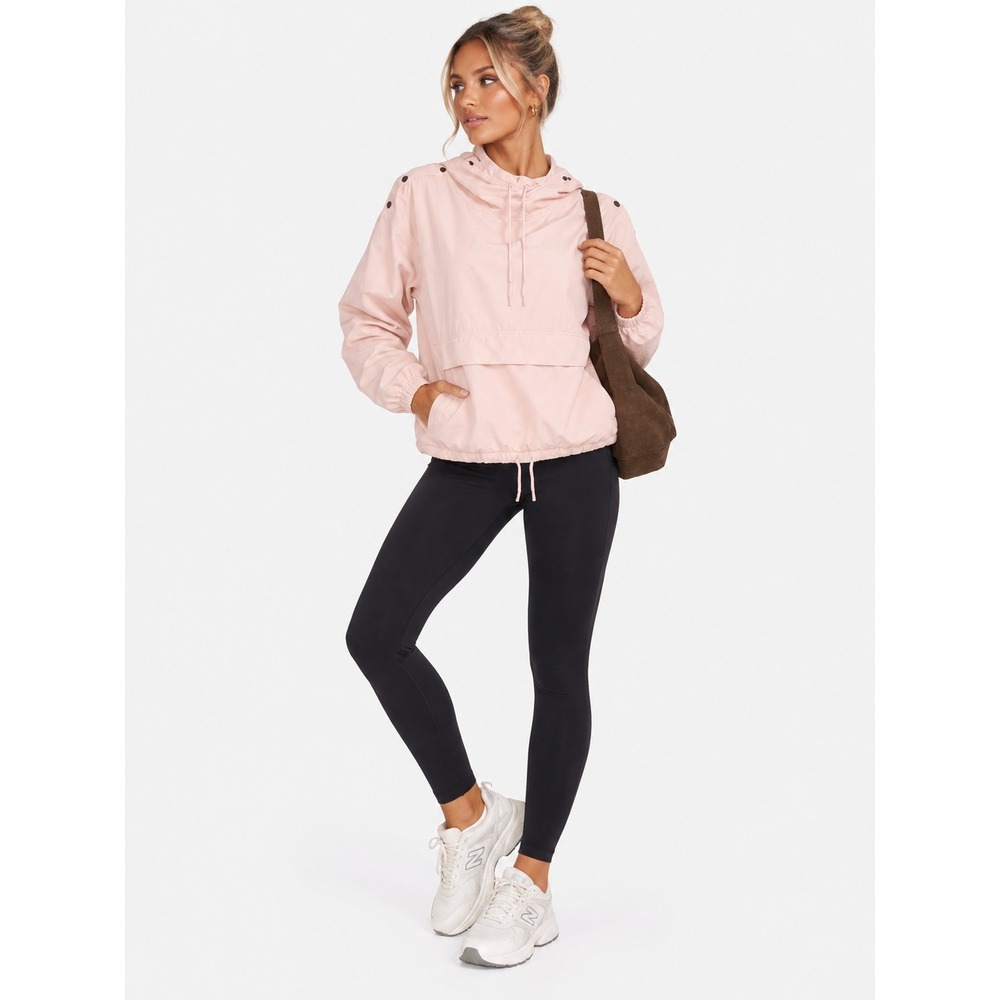 Savvi Anorak Pullover Windbreaker Jacket Pink Snap Shoulder Front Pocket 2X